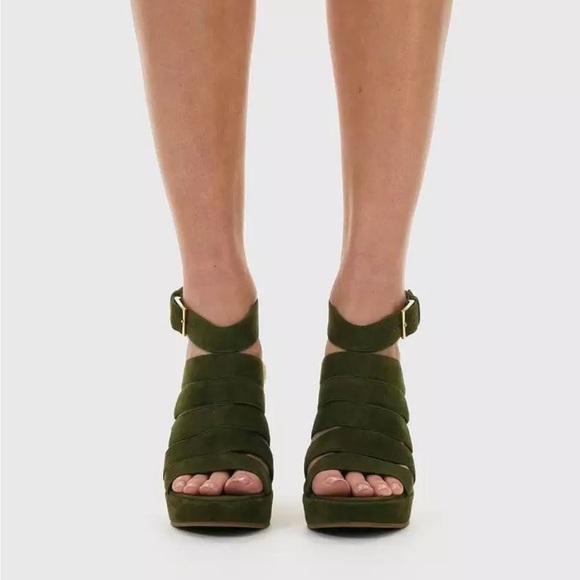 TORY BURCH Bailey Wedge Olive Green Espadrille Sandals - Picture 4 of 15